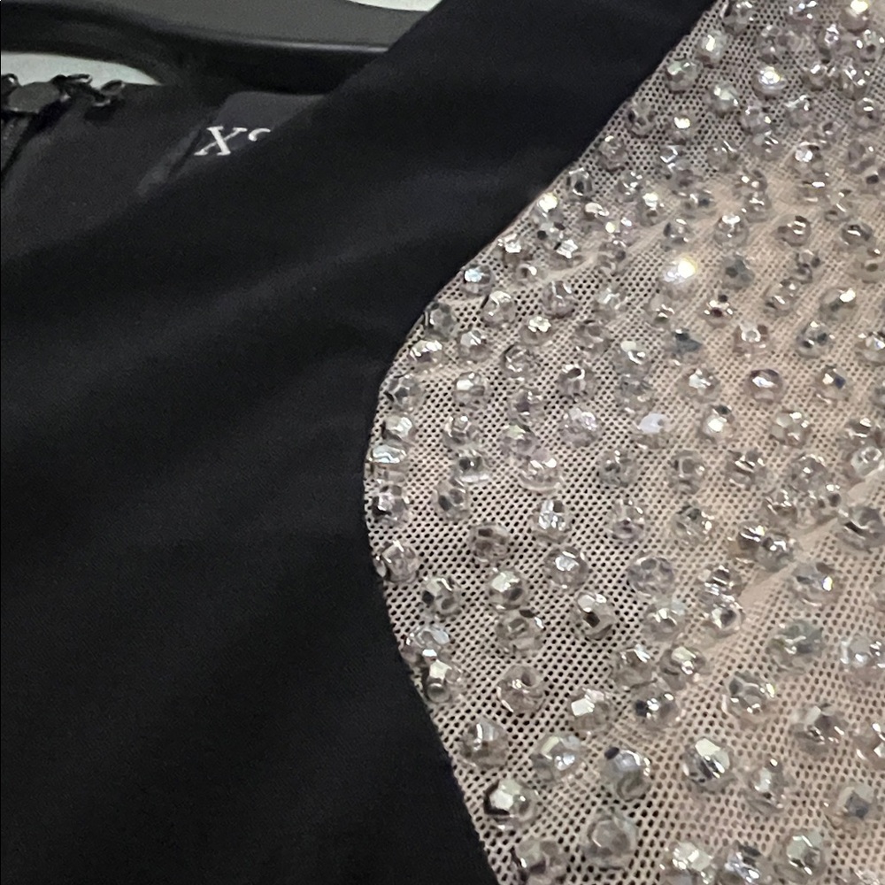 Xscape Black Dress with Pearl Accents